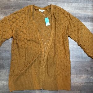 Brown Cardigan with Textured Knit Design
